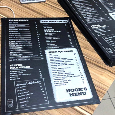 mukavva taslama menü baskı