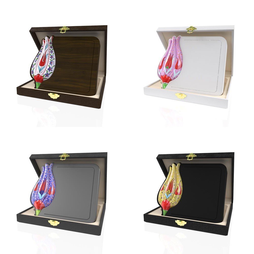 ahşap ve seramik deri kutulu plaketler